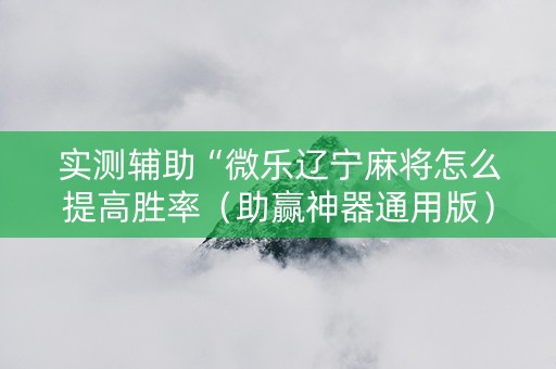 实测辅助“微乐辽宁麻将怎么提高胜率（助赢神器通用版）