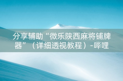 分享辅助“微乐陕西麻将铺牌器”（详细透视教程）-哔哩哔哩