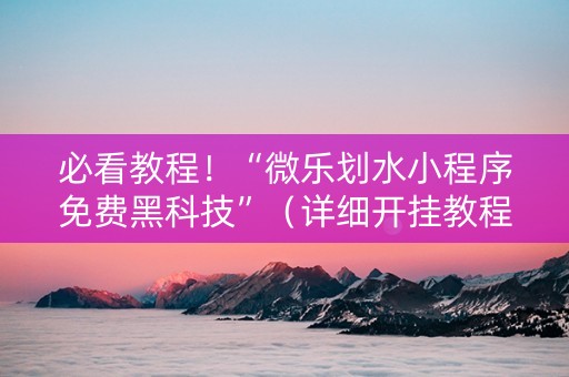 必看教程！“微乐划水小程序免费黑科技”（详细开挂教程）-哔哩哔哩