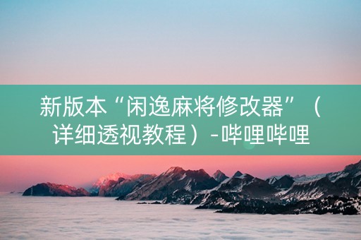 新版本“闲逸麻将修改器”（详细透视教程）-哔哩哔哩