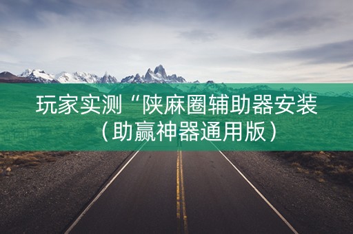 玩家实测“陕麻圈辅助器安装（助赢神器通用版）