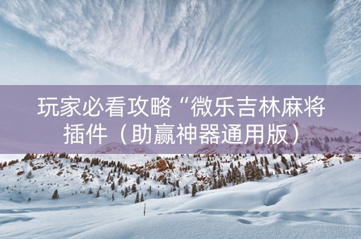 玩家必看攻略“微乐吉林麻将插件（助赢神器通用版）