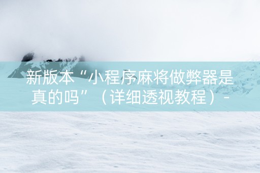 新版本“小程序麻将做弊器是真的吗”（详细透视教程）-哔哩哔哩