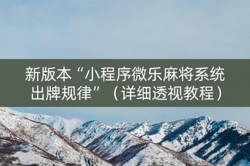 新版本“小程序微乐麻将系统出牌规律”（详细透视教程）-哔哩哔哩