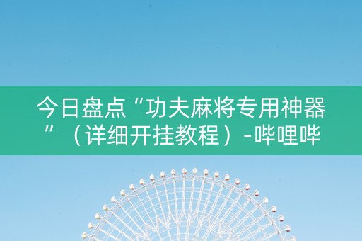 今日盘点“功夫麻将专用神器”（详细开挂教程）-哔哩哔哩