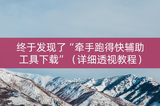 终于发现了“牵手跑得快辅助工具下载”（详细透视教程）-哔哩哔哩