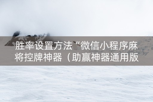 胜率设置方法“微信小程序麻将控牌神器（助赢神器通用版）