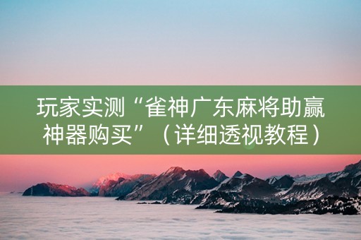 玩家实测“雀神广东麻将助赢神器购买”（详细透视教程）-哔哩哔哩