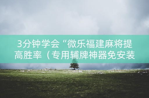 3分钟学会“微乐福建麻将提高胜率（专用辅牌神器免安装）
