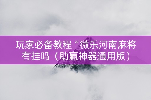玩家必备教程“微乐河南麻将有挂吗（助赢神器通用版）