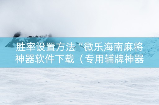 胜率设置方法“微乐海南麻将神器软件下载（专用辅牌神器免安装）