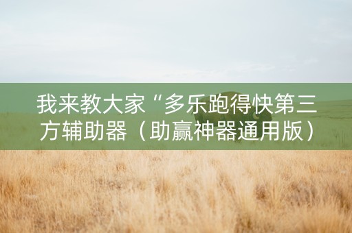 我来教大家“多乐跑得快第三方辅助器（助赢神器通用版）