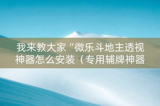 我来教大家“微乐斗地主透视神器怎么安装（专用辅牌神器免安装）