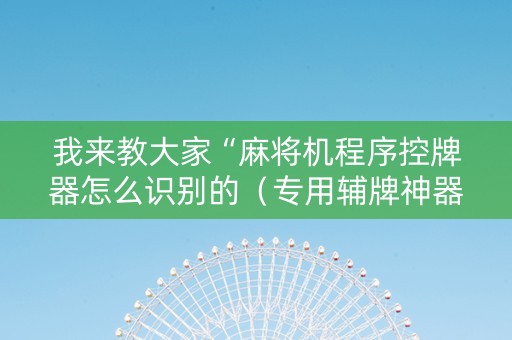 我来教大家“麻将机程序控牌器怎么识别的（专用辅牌神器免安装）