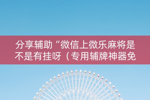 分享辅助“微信上微乐麻将是不是有挂呀（专用辅牌神器免安装）