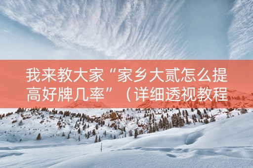 我来教大家“家乡大贰怎么提高好牌几率”（详细透视教程）-哔哩哔哩