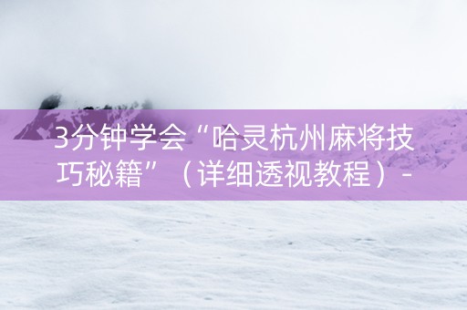 3分钟学会“哈灵杭州麻将技巧秘籍”（详细透视教程）-哔哩哔哩