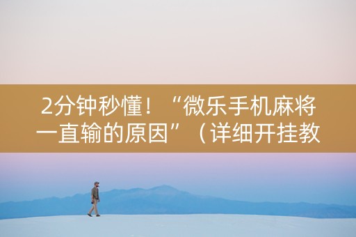 2分钟秒懂！“微乐手机麻将一直输的原因”（详细开挂教程）-哔哩哔哩
