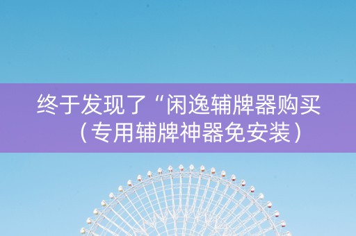 终于发现了“闲逸辅牌器购买（专用辅牌神器免安装）