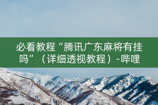 必看教程“腾讯广东麻将有挂吗”（详细透视教程）-哔哩哔哩