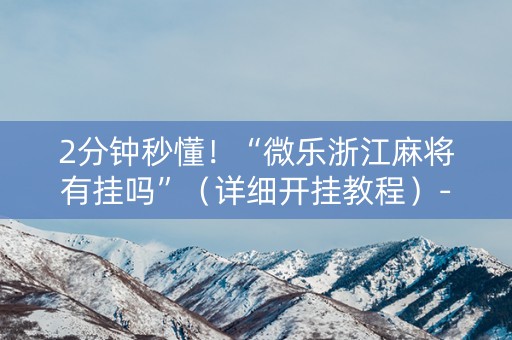 2分钟秒懂！“微乐浙江麻将有挂吗”（详细开挂教程）-哔哩哔哩