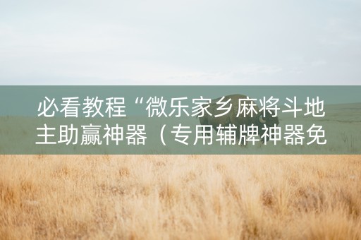 必看教程“微乐家乡麻将斗地主助赢神器（专用辅牌神器免安装）