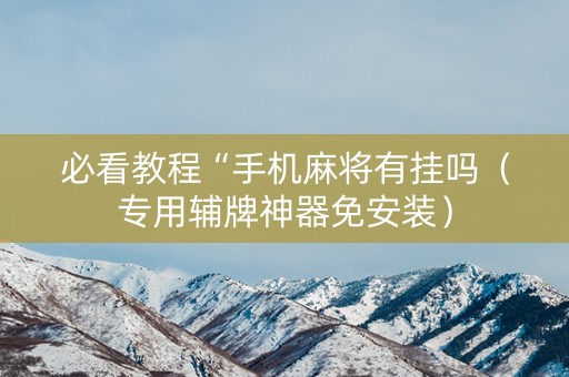 必看教程“手机麻将有挂吗（专用辅牌神器免安装）