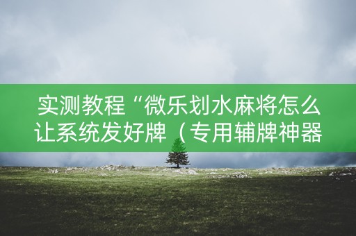 实测教程“微乐划水麻将怎么让系统发好牌（专用辅牌神器免安装）