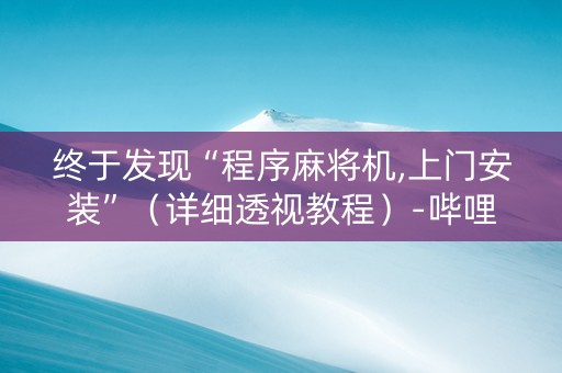 终于发现“程序麻将机,上门安装”（详细透视教程）-哔哩哔哩