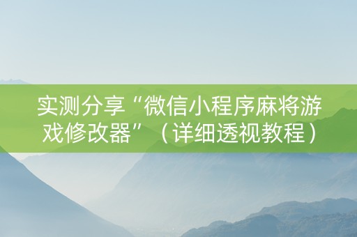 实测分享“微信小程序麻将游戏修改器”（详细透视教程）-哔哩哔哩
