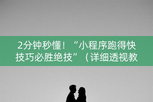 2分钟秒懂！“小程序跑得快技巧必胜绝技”（详细透视教程）-哔哩哔哩