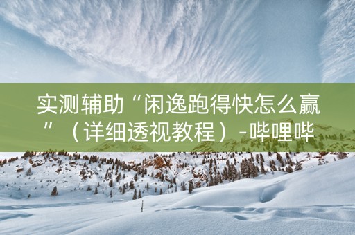 实测辅助“闲逸跑得快怎么赢”（详细透视教程）-哔哩哔哩