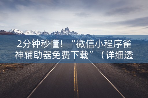 2分钟秒懂！“微信小程序雀神辅助器免费下载”（详细透视教程）-哔哩哔哩