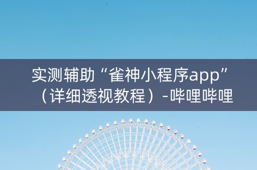 实测辅助“雀神小程序app”（详细透视教程）-哔哩哔哩