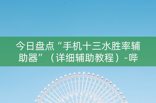 今日盘点“手机十三水胜率辅助器”（详细辅助教程）-哔哩哔哩