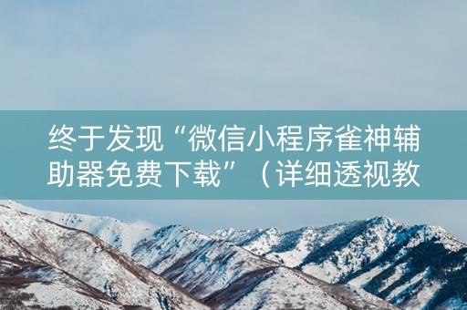 终于发现“微信小程序雀神辅助器免费下载”（详细透视教程）-哔哩哔哩