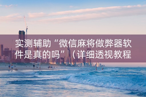 实测辅助“微信麻将做弊器软件是真的吗”（详细透视教程）-哔哩哔哩