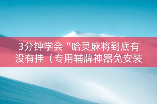 3分钟学会“哈灵麻将到底有没有挂（专用辅牌神器免安装）