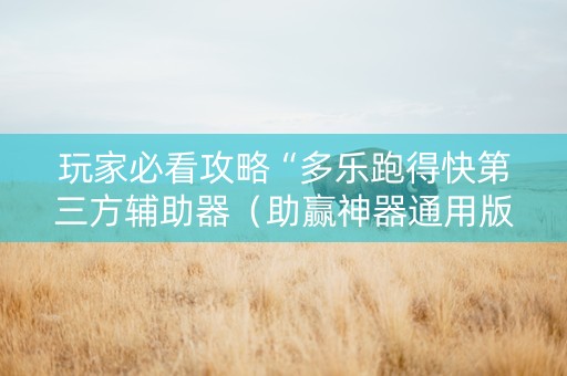 玩家必看攻略“多乐跑得快第三方辅助器（助赢神器通用版）