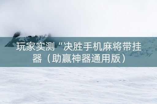 玩家实测“决胜手机麻将带挂器（助赢神器通用版）