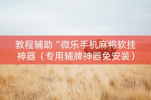 教程辅助“微乐手机麻将软挂神器（专用辅牌神器免安装）