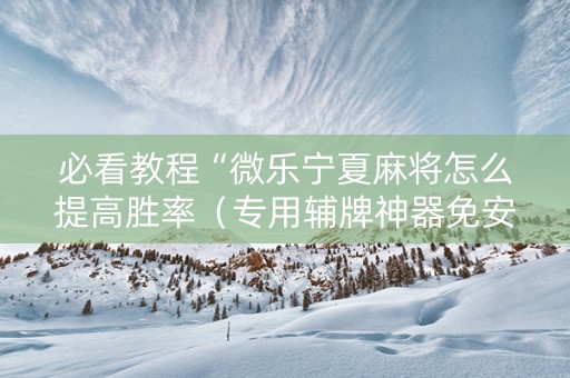 必看教程“微乐宁夏麻将怎么提高胜率（专用辅牌神器免安装）