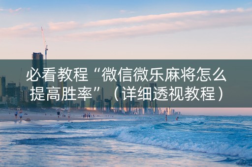 必看教程“微信微乐麻将怎么提高胜率”（详细透视教程）-哔哩哔哩