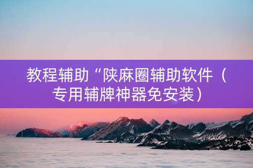 教程辅助“陕麻圈辅助软件（专用辅牌神器免安装）