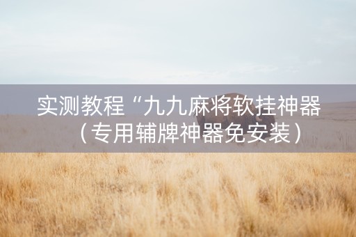 实测教程“九九麻将软挂神器（专用辅牌神器免安装）