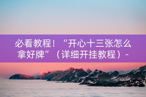 必看教程！“开心十三张怎么拿好牌”（详细开挂教程）-哔哩哔哩