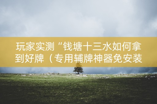 玩家实测“钱塘十三水如何拿到好牌（专用辅牌神器免安装）