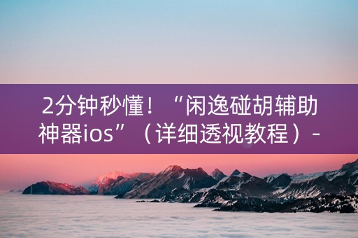 2分钟秒懂！“闲逸碰胡辅助神器ios”（详细透视教程）-哔哩哔哩