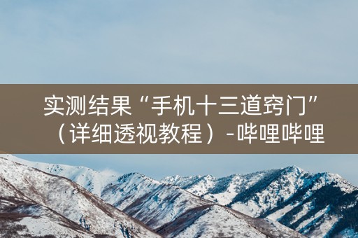 实测结果“手机十三道窍门”（详细透视教程）-哔哩哔哩