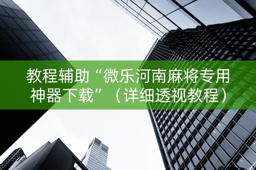 教程辅助“微乐河南麻将专用神器下载”（详细透视教程）-哔哩哔哩